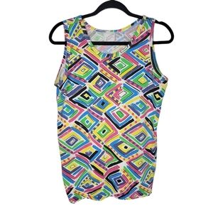 Vintage 80s Pinwheels Surfer Skateboard Abstract Art Graphic Tank Top
